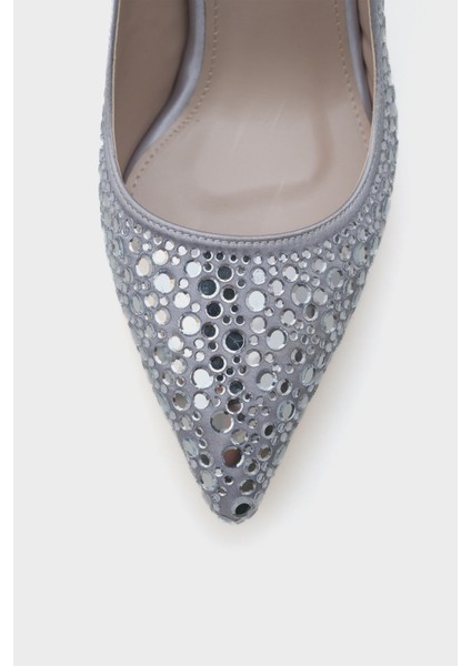 Hope Taşlı Saten Yüksek Topuklu Arkası Bantlı Stiletto