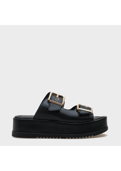 Marley Çift Tokalı Dolgu Topuklu Kadın Terlik