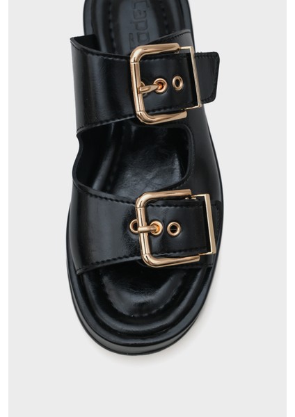 Marley Çift Tokalı Dolgu Topuklu Kadın Terlik