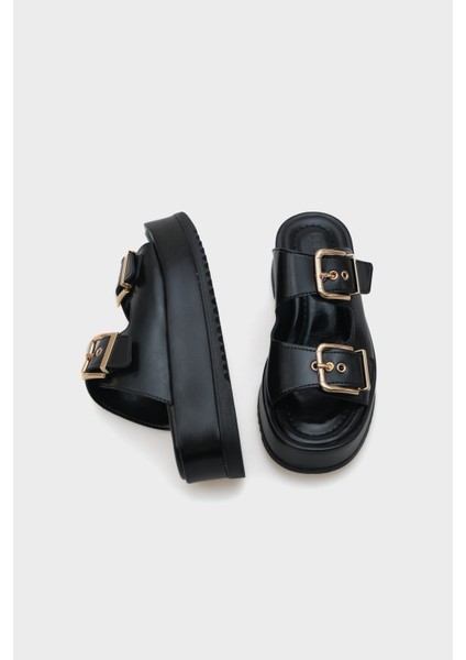 Marley Çift Tokalı Dolgu Topuklu Kadın Terlik