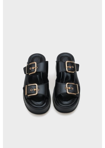 Marley Çift Tokalı Dolgu Topuklu Kadın Terlik