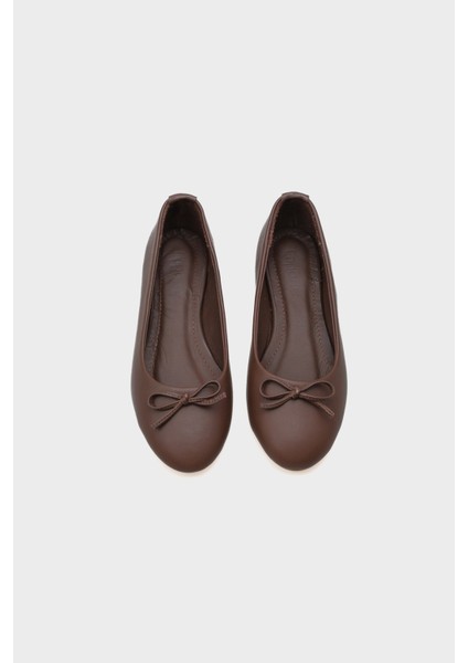 Bloom Hakiki Deri Fiyonklu Yuvarlak Burunlu Kadın Babet