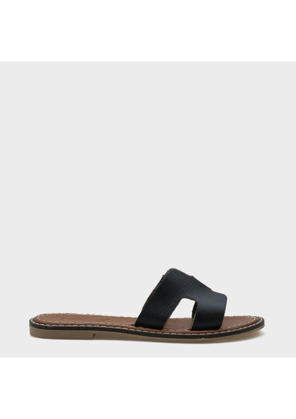 H Bantlı Kadın Deri Terlik