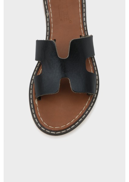 Kadın Deri H Bantlı Terlik Düz Topuklu Rahat Kullanım İçin Tasarlandı fırsatları