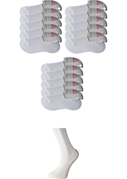 Beyaz Kadın Babet Çorap 15 Çift