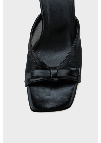 Midge Orta Topuklu Fileli Fiyonklu Kadın Terlik