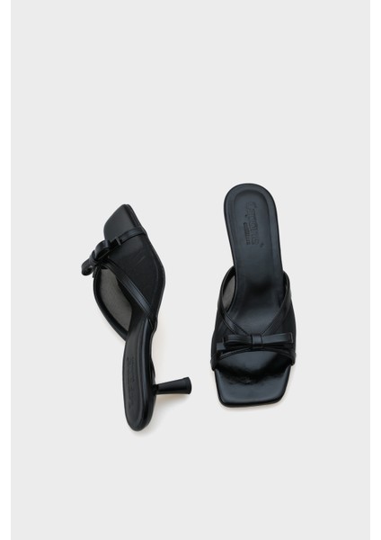 Midge Orta Topuklu Fileli Fiyonklu Kadın Terlik