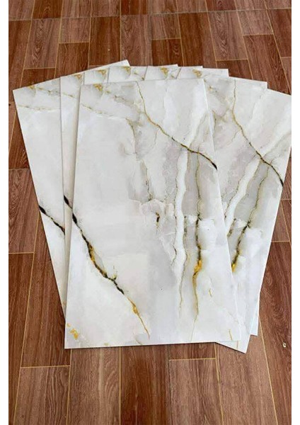 10 Adet 30X60 cm Beyaz Bej Gold Mermer Desenl Kendinden Yapışkanlı Mutfak Banyo Kaplama Pvc PANEL-M107