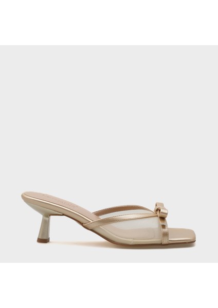 Midge Kadın Terlik Fileli Fiyonklu Yaz Sezonu Suni Deri İnce Topuk modelleri