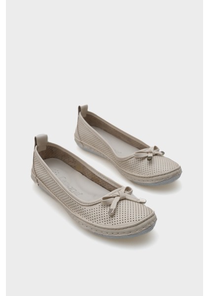 Breeze Saraçlı Lazerli Deri Kadın Babet