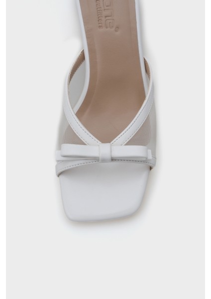 Kadın Orta Topuklu Fileli Fiyonklu Terlik Suni Deri Yaz Modası indirimleri