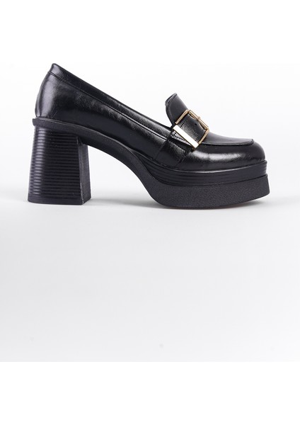 Yüksek Tabanlı Topuklu Tokalı Loafer Kadın Ayakkabı