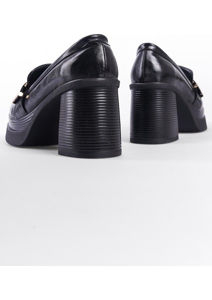 Yüksek Tabanlı Topuklu Tokalı Loafer Kadın Ayakkabı