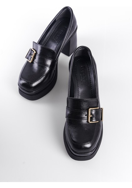 Yüksek Tabanlı Topuklu Tokalı Loafer Kadın Ayakkabı