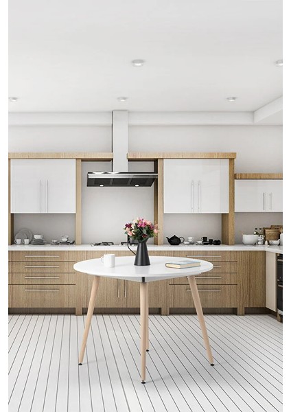 Bistro Yuvarlak Mutfak Masası | Yuvarlak Yemek Masası | Beyaz