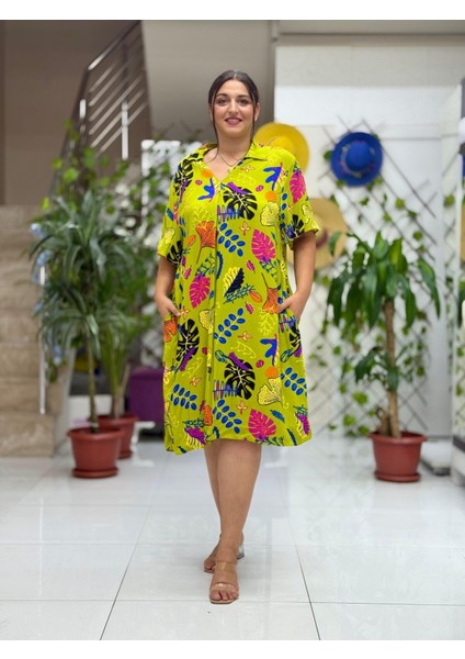 VN18120 Viskon Venedik Elbise