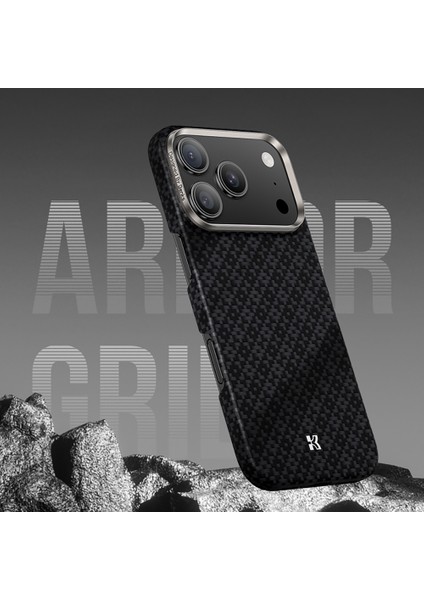 iPhone 17 Pro Uyumlu Kılıfm-Safe Şarj Özellikli Benks Armorair Armorgrid Serisi Kevlar Kapak Siyah