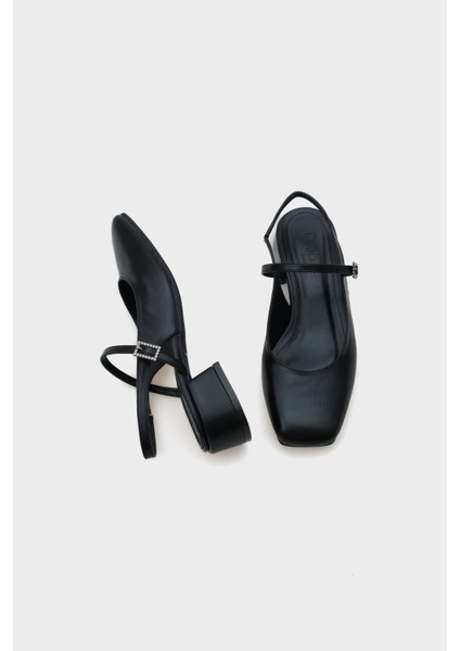 Shana Orta Topuklu Mary Jane Taşlı Tokalı Kadın Ayakkabı