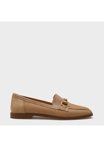 Deri Metal Tokalı Kadın Loafer Ayakkabı