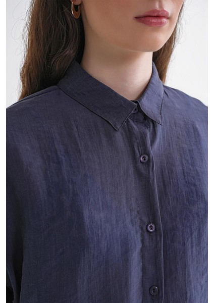 4667 Kadın Ince Oversize Modal Gömlek Lacivert indirimleri