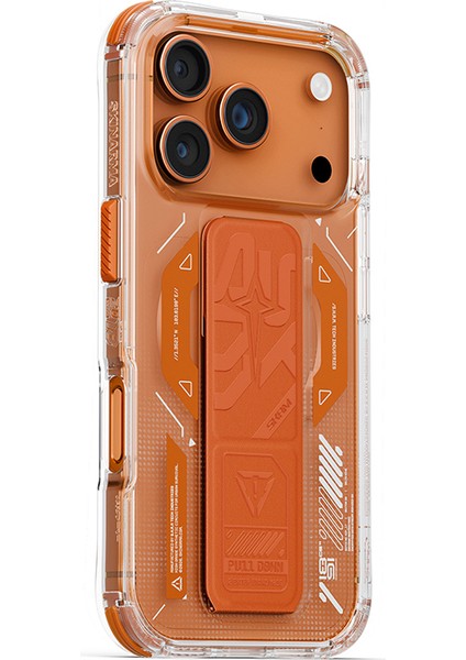 iPhone 17 Pro Max Kılıf M-Safeli Teknoloji Desenli Skinarma Helio Mag Charge Standlı Kapak Turuncu fiyatları