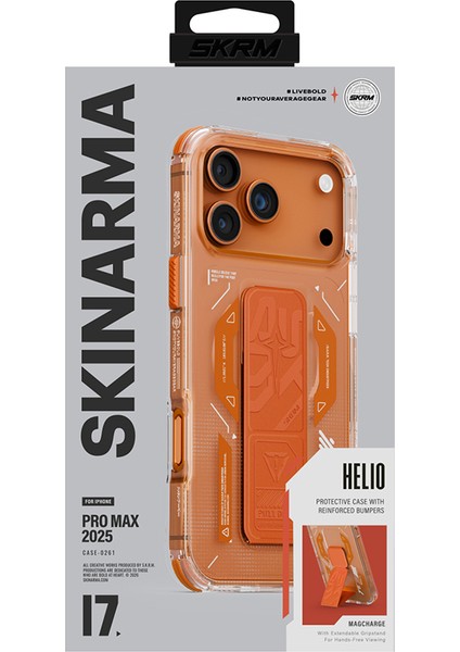 iPhone 17 Pro Max Kılıf M-Safeli Teknoloji Desenli Skinarma Helio Mag Charge Standlı Kapak Turuncu indirimleri