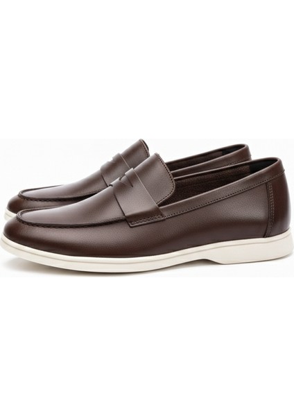 Deri Erkek Loafer Ayakkabı Kauçuk Tabanlı Kahverengi fiyatları