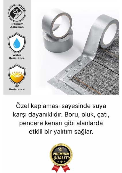 5 Adet Ekstra Güçlü Dayanıklı Su Geçirmez Sızdırmaz Yalıtım Izolasyon Gri Tamir Bandı 10 mt 48 mm fiyatları