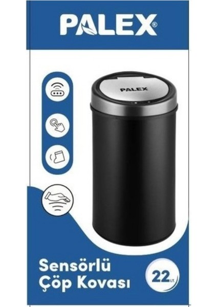 1 Adet Sensörlü Çöp Kovası Siyah USB Şarjlı 22 Lt