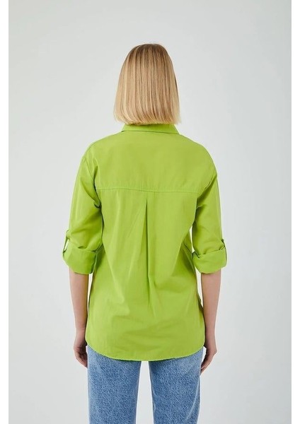4162 Kadın Uzun Basıc Gömlek Neon Yeşil fırsatları