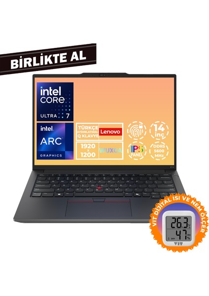 Thinkpad E14 G6 U7 155H 16GB 512GB SSD 14" Wuxga Fdos Laptop + Vıt Termometre 21M7006LTX 034