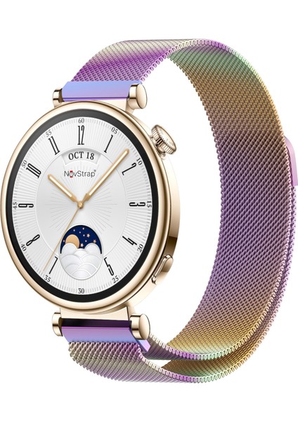 Huawei Watch Gt6 41mm Gt4 41mm Gt5 41mm ile Uyumlu Kordon (18mm Pimli) Mıknatıslı Metal Hasır Kayış