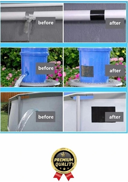 5 Adet Ekstra Güçlü Dayanıklı Su Geçirmez Sızdırmaz Yalıtım Izolasyon Siyah Tamir Bandı 10 mt 48 mm