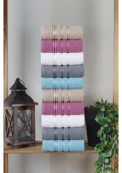 50X90 Daisy 10'lı El & Yüz Havlu Seti Pamuklu, %100 Cotton