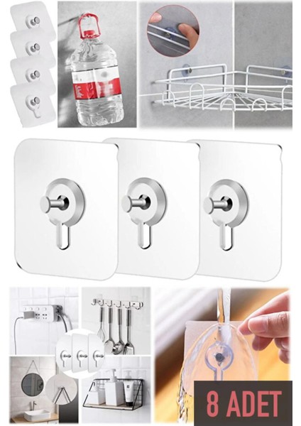 Yapışkanlı Çivi Askılık Şeffaf Güçlü Iz Bırakmaz Tablo Askısı Duvar Delmeden Zarar Vermeden