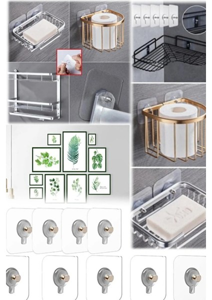 Yapışkanlı Çivi Askılık Şeffaf Güçlü Iz Bırakmaz Tablo Askısı Duvar Delmeden Zarar Vermeden fırsatları