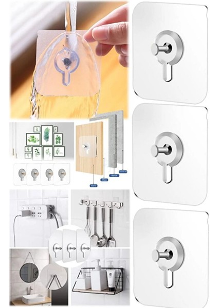 Yapışkanlı Çivi Askılık Şeffaf Güçlü Iz Bırakmaz Tablo Askısı Duvar Delmeden Zarar Vermeden indirimleri