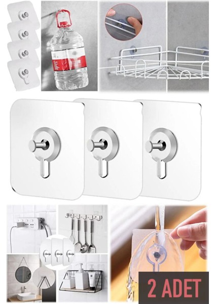 Yapışkanlı Çivi Askılık Şeffaf Güçlü Iz Bırakmaz Tablo Askısı Duvar Delmeden Zarar Vermeden