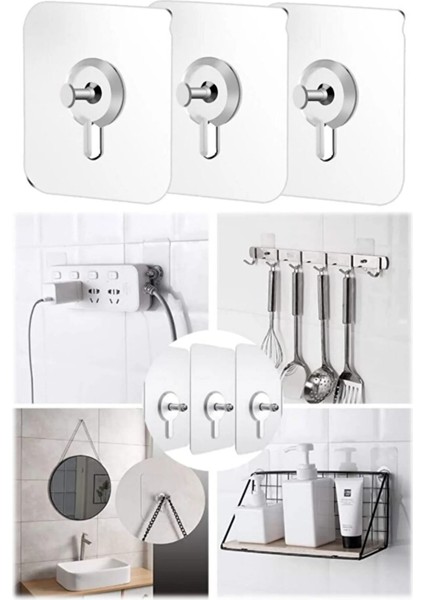 Yapışkanlı Çivi Askılık Şeffaf Güçlü Iz Bırakmaz Tablo Askısı Duvar Delmeden Zarar Vermeden fırsatları