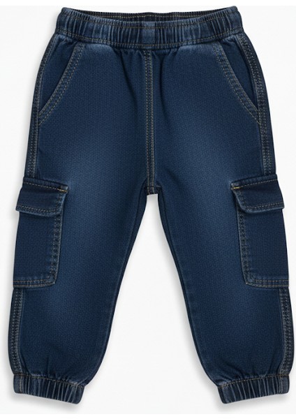Erkek Bebek Kargo Cepli Kot Pantolon 9-36 Ay Mavi