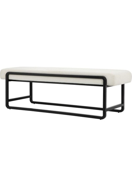 Neva Serisi Yatak Ucu Oturma Bankı Makyaj Oturağı Metal Ayaklı Krem Puf Bench Montajsız Oturak modelleri