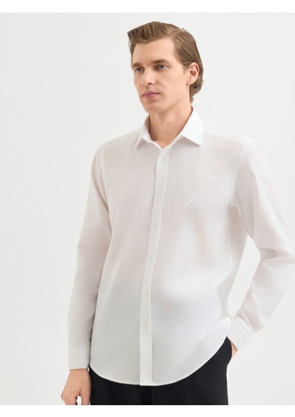 Erkek Slım Fıt Gömlek-Beyaz fırsatları