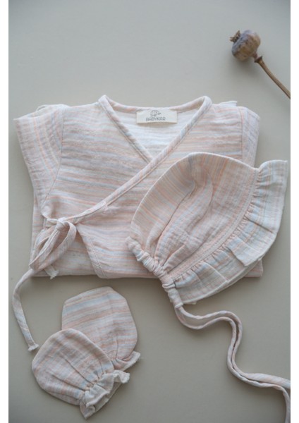 Parıltı Kruvaze Yenidoğan Hastane Seti Müslin %100 Pamuk