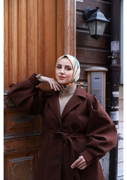 Yaprak Desenli Eşarp Kahverengi fiyatları