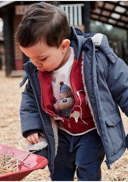 Erkek Bebek Mont Parka 18-4 Yaş Mavi