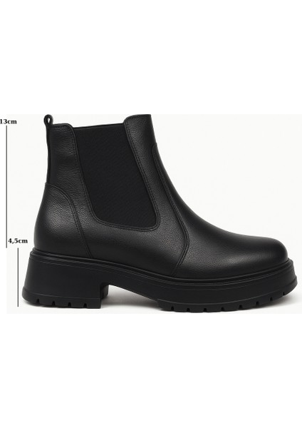 Kadın Hakiki Gerçek Deri Lastikli Kısa Siyah Bot fırsatları