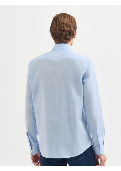 Erkek Slım Fıt Gömlek-Açık Mavi