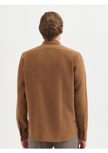 Erkek Modern Fıt Gömlek-Camel indirimleri