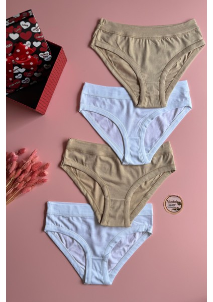 6'lı Siyah, Beyaz ve Ten Renk Ekstra Biyeli Bikini Kadın Külot 51A05 fırsatları