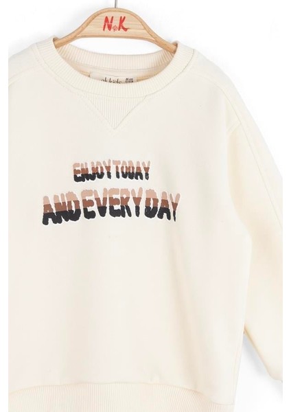 Erkek Bebek Enjoy Sweatshirt 1-4 Yaş Krem fiyatları